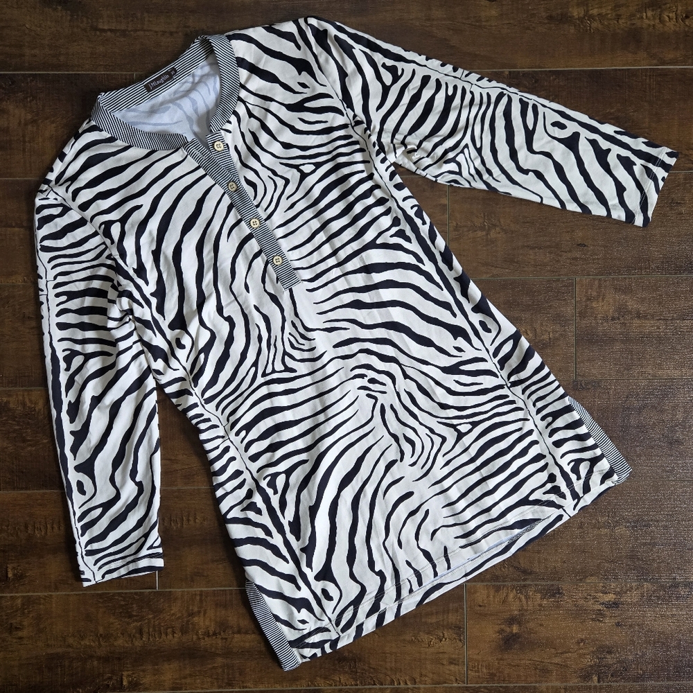 J. McLaughlin Stretch Zebra Print Tunic Top Size XS